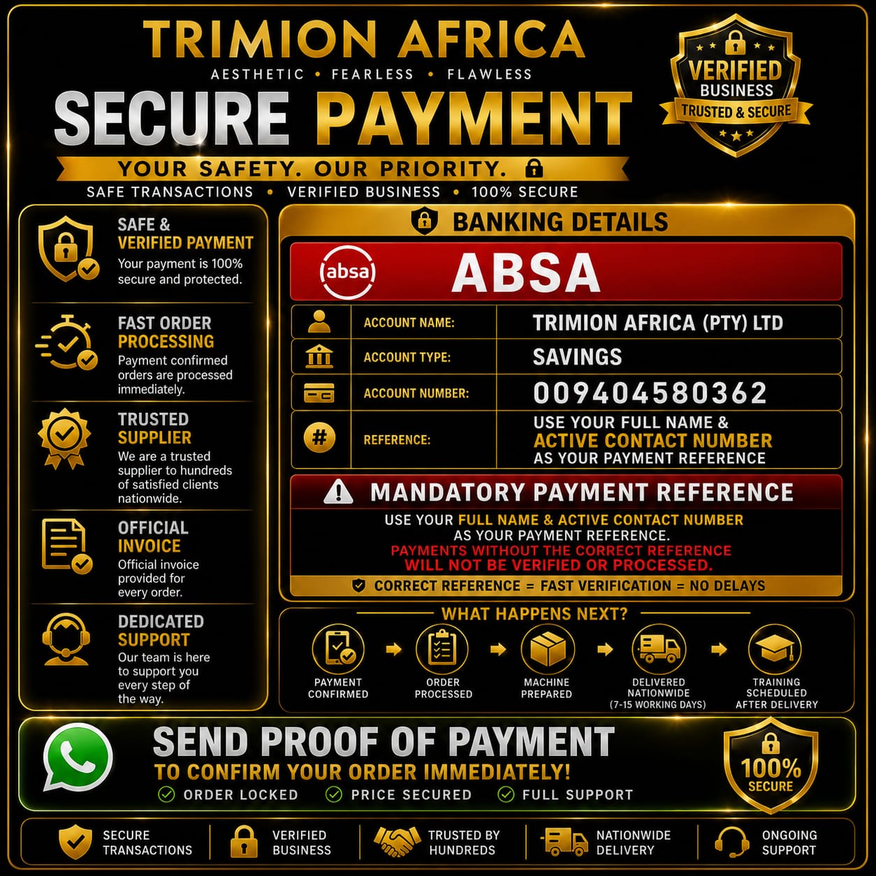TRIMION AFRICA secure payment details